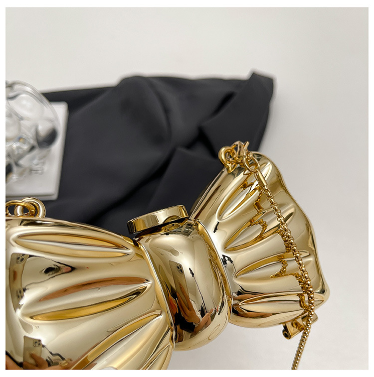 Glossy Gold Metal Bow Shaped M - Luxury Bags Trending review and price